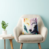 Wolf Wilde Natuur Dierlijke Kleur Kunst Schilderen Kussen (Stoel)