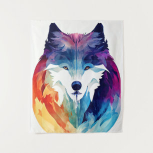 Wolf Wilde Natuur Dierlijke Kleur Kunst Schilderen Wandkleed