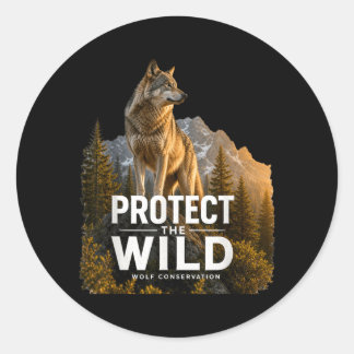Wolf Wilde Natuur Grafisch Natuurbehoud Dier Ronde Sticker