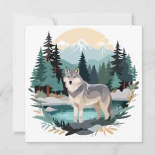 Wolf Wildlife Animal Natuur Buitenshuis Waterverf Kaart