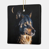 Wolf Wildlife en de maan kerstvakantie Keramisch Ornament (Links)