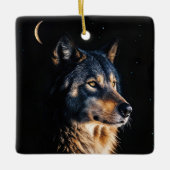 Wolf Wildlife en de maan kerstvakantie Keramisch Ornament (Voorkant)