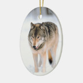Wolf Wildlife kerstfeestdagen - Verkleuringen Keramisch Ornament (Links)