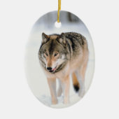 Wolf Wildlife kerstfeestdagen - Verkleuringen Keramisch Ornament (Voorkant)