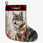 Wolf Wildlife Kerstkous - Gepersonaliseerd Grote Kerstsok (Voorkant)