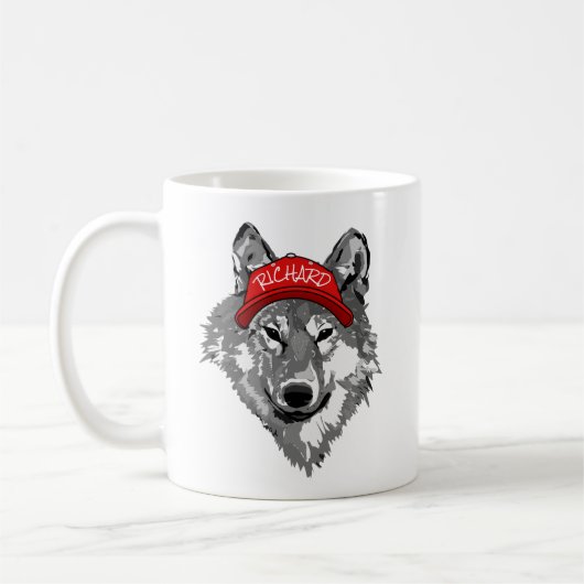 Wolf Wildlife Red Baseball Pet Partner Name Koffiemok (Links)