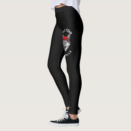 Wolf Wildlife Red Pet Black Sport Team Leggings (Links)
