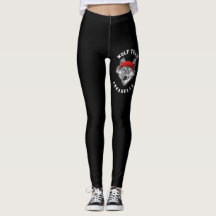 Wolf Wildlife Red Pet Black Sport Team Leggings