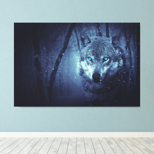 Wolf-winter Canvas Afdruk (Insitu (Houten vloer))