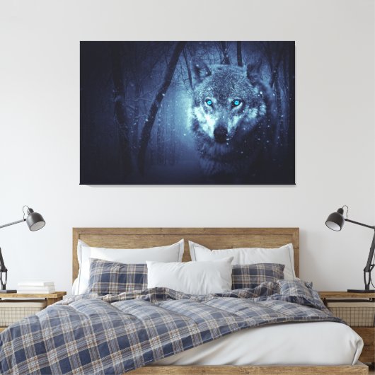 Wolf-winter Canvas Afdruk (Insitu (Slaapkamer))