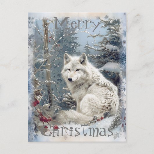 Wolf Winter Christmas Feestdagenkaart (Voorkant)