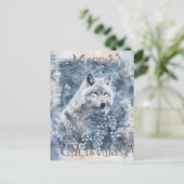 Wolf Winter Christmas Feestdagenkaart (Staand voorkant)