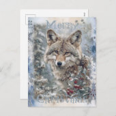 Wolf Winter Christmas Feestdagenkaart (Voorkant / Achterkant)