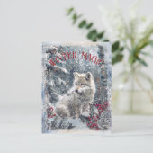Wolf Winter Christmas Feestdagenkaart (Staand voorkant)