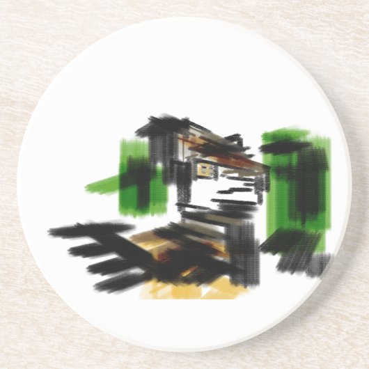 Wolf winter fun zandsteen onderzetter (Voorkant)