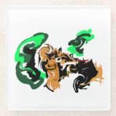 Wolf  winter  joy glazen onderzetter (Voorkant)