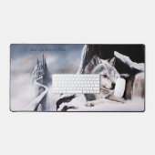 Wolf Winter Kasteel Fantasie Bureaumat (Keyboard & Muis)