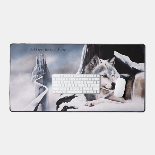 Wolf Winter Kasteel Fantasie Bureaumat (Keyboard & Muis)