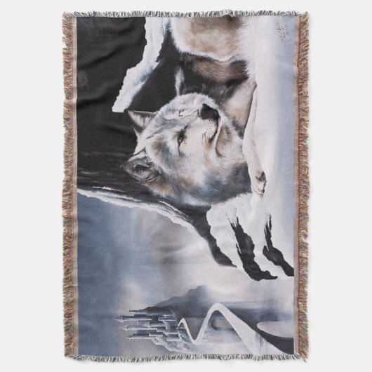 Wolf Winter Kasteel Fantasie Deken (Voorkant Verticaal)