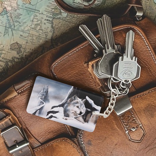 Wolf Winter Kasteel Fantasie Sleutelhanger