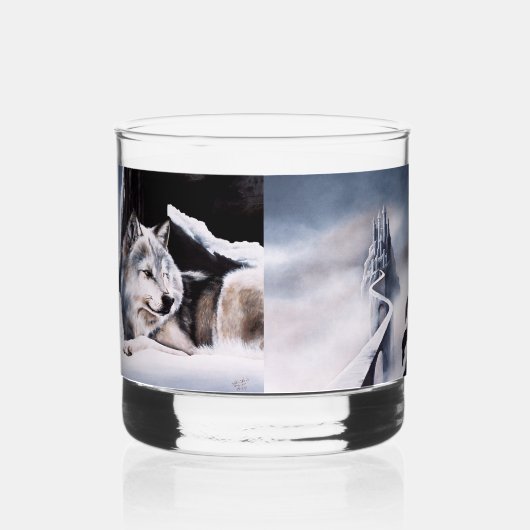 Wolf Winter Kasteel Fantasie Whisky Glas (Links)