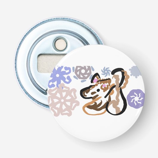 Wolf winter love button flesopener (Voorkant)