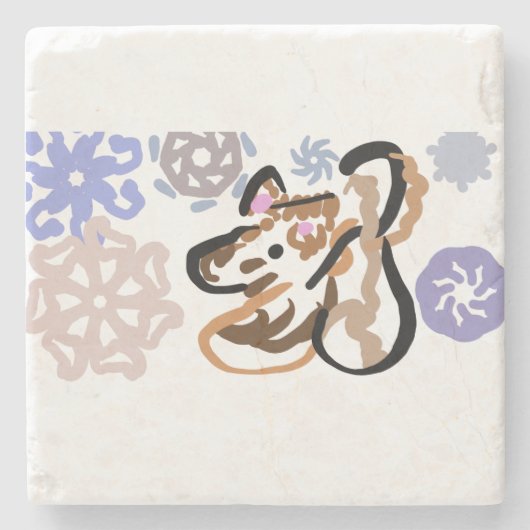 Wolf winter love stenen onderzetter (Voorkant)