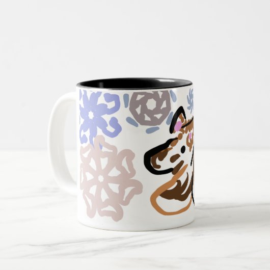 Wolf winter love tweekleurige koffiemok (Voorkant links)