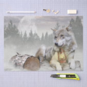 Wolf Winter Snow Forest Moon Landschap Tissuepapier (Craft)