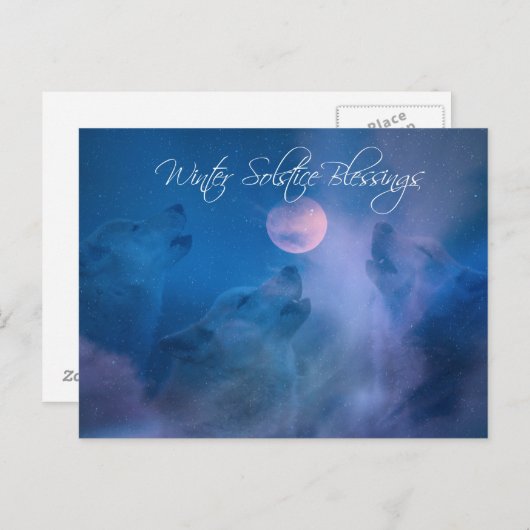 Wolf Winter Solstice Blessings Briefkaart (Voorkant / Achterkant)