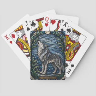 Wolf Winter Woud Illumina Glas-in-lood Pokerkaarten
