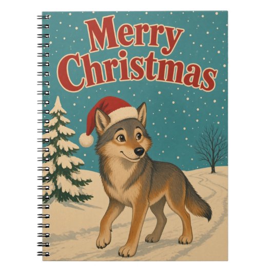 Wolf Winterpad Dier Kerstmis Notitieboek (Voorkant)