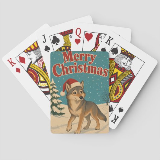 Wolf Winterpad Dier Kerstmis Pokerkaarten (Achterkant)