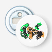 Wolf wintervreugde button flesopener (Voorkant)