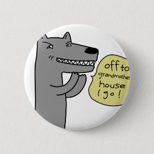 Wolf (wit) ronde button 5,7 cm
