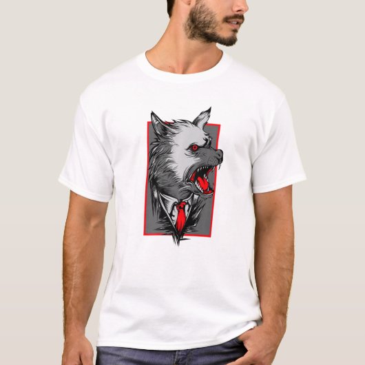 Wolf With Red Eyes And Red Tie Animal Wolf T-shirt (Voorkant)