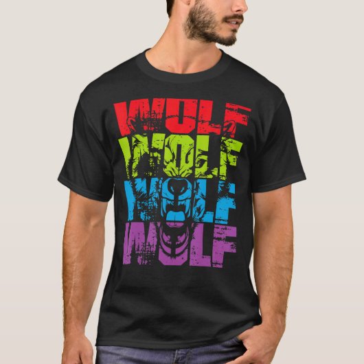Wolf Wolf Retro Style  T-shirt (Voorkant)