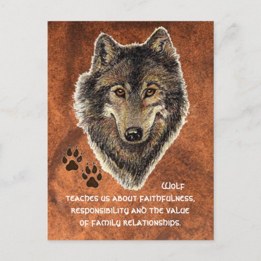Wolf, Wolven Animal Totem, Natuur Guide Briefkaart (Voorkant)