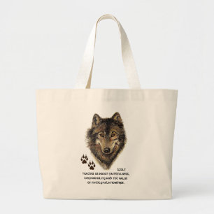 Wolf, Wolven Animal Totem, Natuur Guide Grote Tote Bag