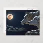 Wolf Wolven Howling bij de Volledige maan bij nach Briefkaart (Voorkant / Achterkant)