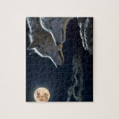 Wolf Wolven Howling bij de Volledige maan bij nach Legpuzzel (Verticaal)