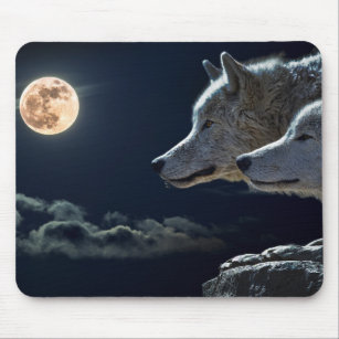 Wolf Wolven Howling bij de Volledige maan bij nach Muismat