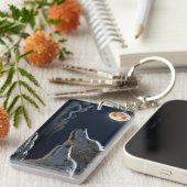 Wolf Wolven Howling bij de Volledige maan bij nach Sleutelhanger (Voorkant Rechts)