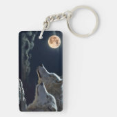 Wolf Wolven Howling bij de Volledige maan bij nach Sleutelhanger (achterkant)