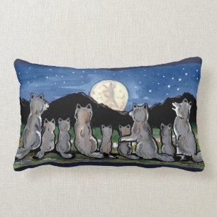 Wolf Wolven Huilen bij Moon Night Designer Kussen