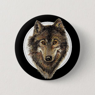 Wolf, Wolven, Waterverf Animal, Natuur Ronde Button 5,7 Cm