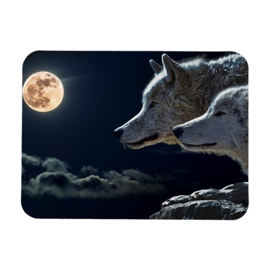 Wolf Wolves Howling bij de Full Moon Fridge Magn Magneet (Horizontaal)
