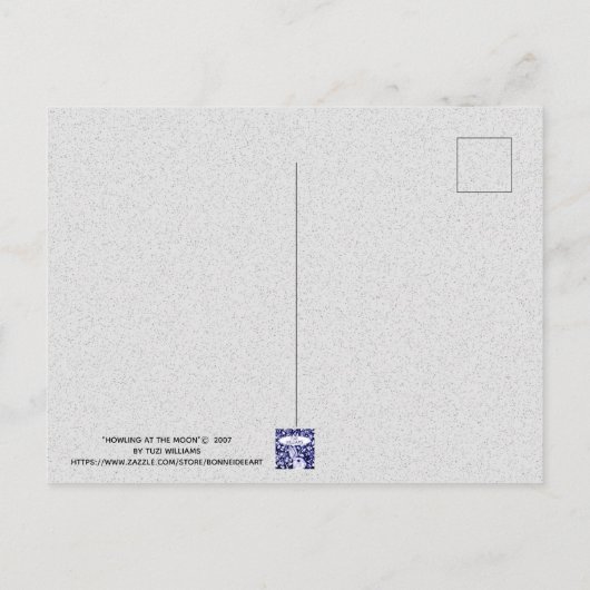 Wolf Wolves Moon Whimsical Waterverf Briefkaart (Achterkant)