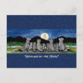Wolf Wolves Moon Whimsical Waterverf Briefkaart (Voorkant)