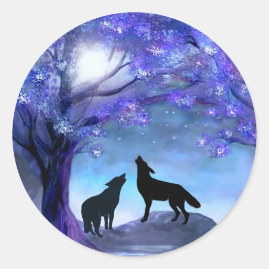 Wolf Wolves Wildlife Dieren Blauwe Stickers (Voorkant)